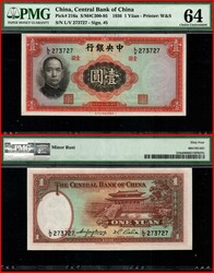 CHINA--REPUBLIC. The Central Bank of China. 1 Yuan, 1936. P-216a. ...
