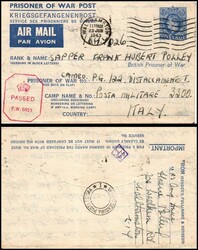 1943 WWII POW Airmail Cover to Italy â€“ Campo P.G. 122 ...