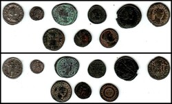 A set of 9 different Roman coins. Two in silver. Salonina cat. 10656, ...