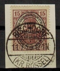 1920, 15 Pfennig braunrot. Sauber gestempelt auf Briefstück mit ...
