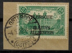 1920, 1,25 Mark mit Aufdruck bläulichgrun auf Briefstück mit ...