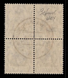 1918, 25 Cent auf 20 Pfennig Germania dunkelviolettblau, Viererblock, ...