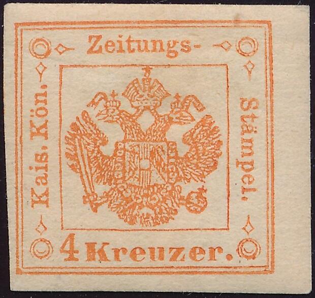 4 Kreuzer Neudruck  Zeitungsstempelmarke 4 Kreuzer Neudruck 1873, ...