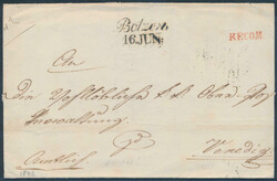 Bozen Rekobrief  1842, "Botzen / 16. JUN:" (Zoppelli 39f) mit rotem ...