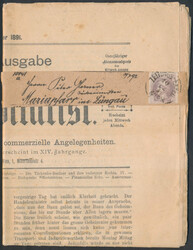 Zeitung mit Schleife  1891, Zeitungsmarke, ANK-Nr. 42 III, 1 Kreuzer ...