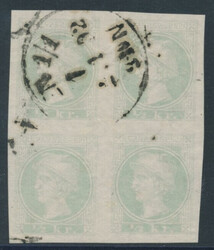 Viererblock  Zeitungsmarke 1870 im Viererblock, allseits breitrandig. ...
