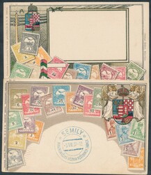 2 AK Ungarn2 Ansichtskarten Ungarn, Briefmarken, ungelaufen bzw. ...