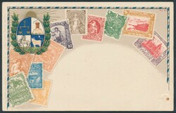AK Uruguay  Ansichtskarte Uruguay, Briefmarken, ungelaufen