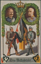 Waffenbrüder  Treue Waffenbrüder, Künstlerkarte, gelaufen 1915
