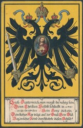 Jesus im Wappen  Jesus im Wappen mit Schwert und Krone, Prägekarte, ...