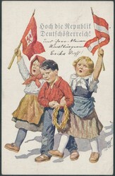Deutschösterreich  Künstler-AK Brüder Kohn, Hoch die Republik ...