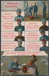 Militär. Speisekarte  Militärische Speisekarte, Ecken bestoßen, ...