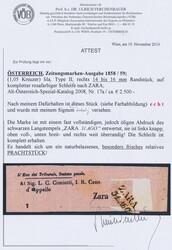 Zeitungsmarke, lila(1,05 Kreuzer) lila, Type II, rechts 14-16 mm ...