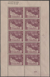 Mi 234 Kleinbogen  1927, 5 Fr + 1 Fr lilarot im Kleinbogen, kleine ...