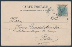 SMS Taurus  1906, "K.u.K. KRIEGSMARINE TAURUS / SMS / 28.12.06" auf 5 ...