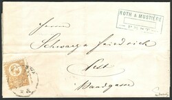 Pest  1871, 2 Kreuzer orange, Steindruck auf kompletter ...