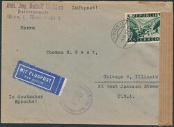 Wien-Chicago  nach USA: 4.6.47, Flugpost-Brief von WIEN nach ...