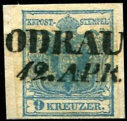 Odrau  "ODRAU 12. APR." auf Briefstück, Müller 1988a (15 P.), ...