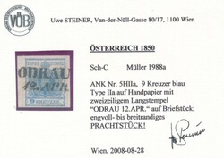 Odrau  "ODRAU 12. APR." auf Briefstück, Müller 1988a (15 P.), ...