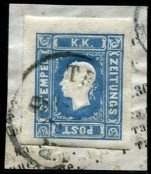 Zeitungsmarke, hellblau  (1,05 Kr.) hellblau, Type I mit EK-Stempel ...