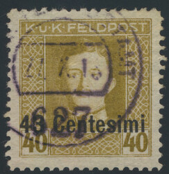 LZ 11 1/2  1918 Italien, 43 Cent. auf 40 Heller in LZ 11 1/2, Sassone ...