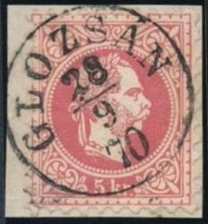 Glozsan  "GLOZSAN 28/9/70" (Gudlin 400 P.) auf Briefstück. ANK 37 I