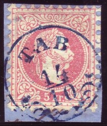 Tab  "TAB 14/10" in blau (Gudlin 400 P.) auf Briefstück. ANK 37 I