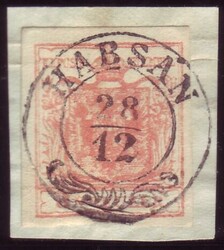 Habsan  "HABSAN 28/12" auf Briefstück, Müller 930b (25 P.). ANK 3 ...