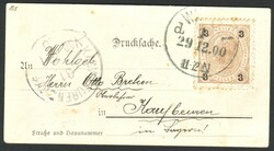 Kleinformat  1900, 3 Heller hellbraun auf kleinformatiger ...