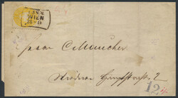 Wien  2 Kreuzer gelb in BZ 9 1/2 mit Schnallenstempel "1-3 N.M. / ...