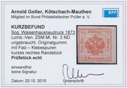 4 Kreuzer Neudruck  Zeitungsstempelmarke 4 Kreuzer Neudruck 1873, ...