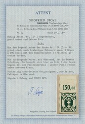 Mi 124 Z  1922, 5 Pf schwärzlichopalgrün mit Wasserzeichen 4 ...