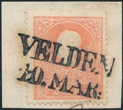 Velden  "VELDEN / 10. MAR:" (Müller 3083a, 12 P.) auf Briefstück. ...