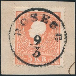 Rosegg  "ROSEGG 9/3" (Müller 2385a, 30 P.) auf Briefstück. ANK 13 I