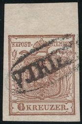 Triest"V. TRIEST" (Müller 2979a, 720 Punkte!) a. 6 Kreuzer braun, ...