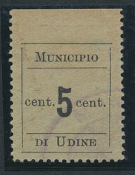 Udine  1918, municipio di Udine, 5 c. ner su verde azzurro, usato, ...