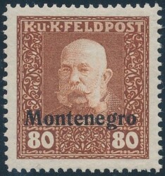 80 HellerMontenegro, 80 Heller rotbraun mit schwarzem Probeaufdruck, ...