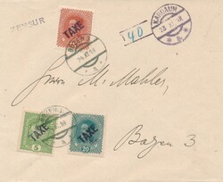 Bozen 2  1918, Brief von Kardaun v. 23.11.1918 nach Bozen, dort mit 3 ...