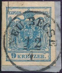 Neu Becse  "NEU BECSE 12/1" (Müller 1868c, 12 P.) auf 9 Kreuzer a. ...