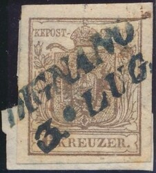 Dignano"DIGNANO / 3. LUG:" in blau (Müller 519a, 100 P.) auf 6 ...