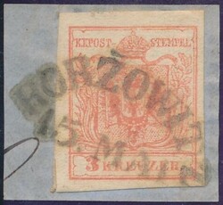 Horzowitz"HORZOWITZ / 15. MAI" (Müller 1043b, 80 P.) auf 3 Kreuzer a ...