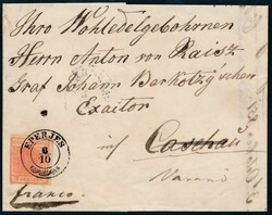 Eperjes  1851, "EPERJES 6/10" (Müller 637b) auf 3 Kreuzer a. Brief ...