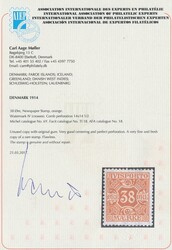 Mi V 6 Y  1914, Verrechnungsmarke 38 Ore orange, Wasserzeichen ...