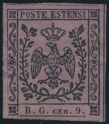 Sassone 2  Modena: 1853, Segnatasse per Giornale: 9 Centesimi ...