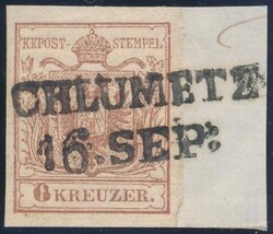 Chlumetz"CHLUMETZ / 16: SEP:" (Müller 408a, 10 P.) auf Briefstück, ...