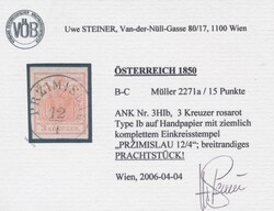 Przimislau"PRZIMISLAU 12/4" (Müller 2271a, 15 P.), Befund Steiner. ...