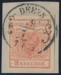 Deezs  "DEEZS .9/7/1855" (Müller 491a, 140 P.) auf 3 Kreuzer ...