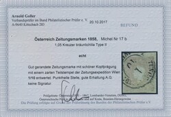 Zeitungsmarke, bräunlichlila(1,05 Kr.) bräunlichlia mit Teilstempel ...