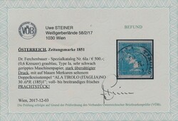 geripptes Papier  Blauer Merkur: Type Ia graublau, schwach geripptes ...