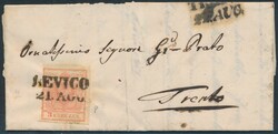 Levico  1851, "LEVICO / 21. AGO." (Müller 1496a, 15 P.) a. 3 Kreuzer ...